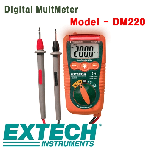 [EXTECH] DM220, Mini Pocket MultiMeter with Non-Contact Voltage Detector, 디지털 멀티메타
