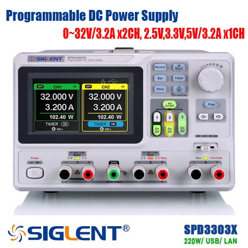 [SIGLENT SPD3303X]  30V/3A x 2CH, 선택 1채널, 220W, Programmable DC Power Supply, DC전원공급기