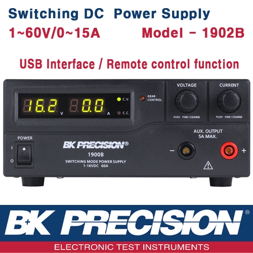 B&K PRECISION 1902B, 60V/15A, Switching DC Power Supply, USB interface, DC 전원공급기, B&K 1902B