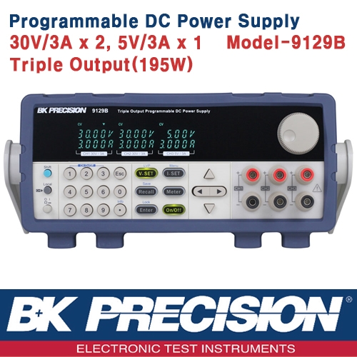 B&K PRECISION 9129B, 30V/3A x 2채널, 5V/3A x 1채널, Programmable DC Power Supply, 프로그레머블 DC 전원공급기(195W), B&K 9129B