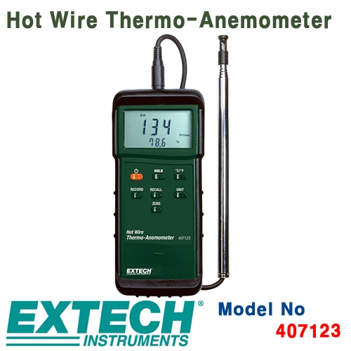[EXTECH] 407123, Heavy Duty Hot Wire Thermo-Anemometer, 열선식 풍속계
