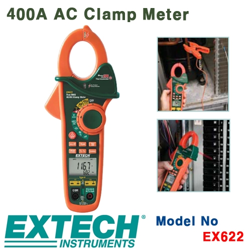 [장기재고] EX622, 400A Dual Input AC Clamp Meter + NCV + IR Thermometer, AC 클램프메타
