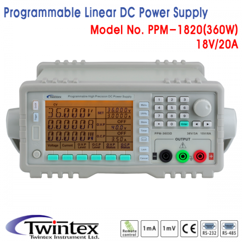 [TWINTEX PPM-1820] 18V/20A, 360W, 프로그래머블 DC전원공급기
