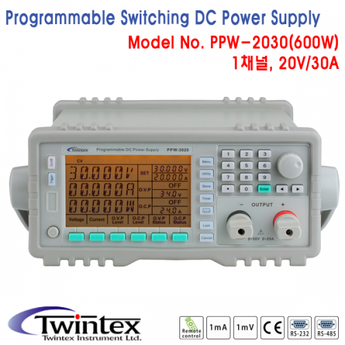 [TWINTEX PPW-2030] 20V/30A, 600W, 1채널 프로그래머블 DC전원공급기