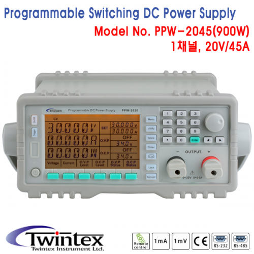 [TWINTEX PPW-2045] 20V/45A, 900W, 1채널 프로그래머블 DC전원공급기