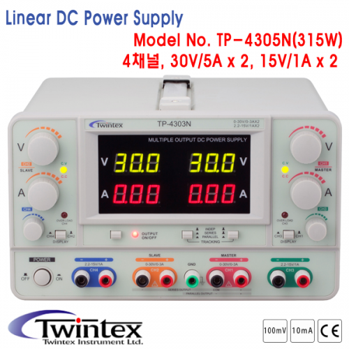 [TWINTEX TP-4305N] 30V/5A x 2채널, 15V/1A x 2채널, 4채널 DC전원공급기