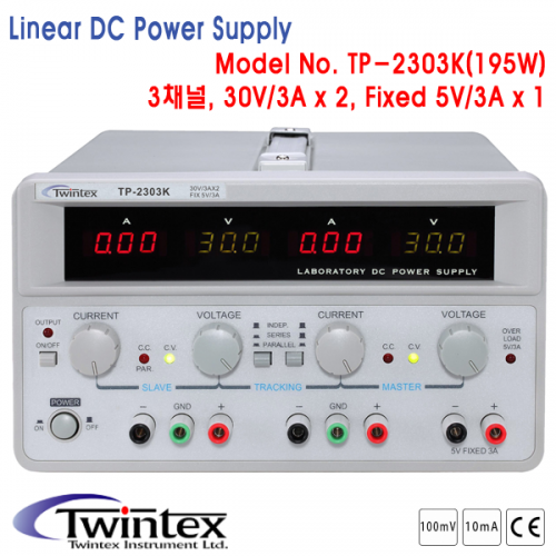 [TWINTEX TP-2303K] 30V/3A x 2채널, 5V/3A x1채널, 3채널 DC전원공급기