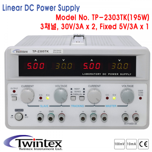 [TWINTEX TP-2303TK] 30V/3A x 2채널, 5V/3A x 1채널, 3채널 DC전원공급기