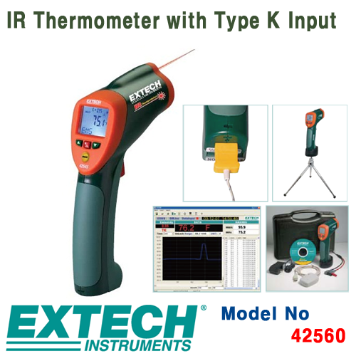 [장지재고] 42560, IR Thermometer with Type K Input, 적외선온도계, 익스텍