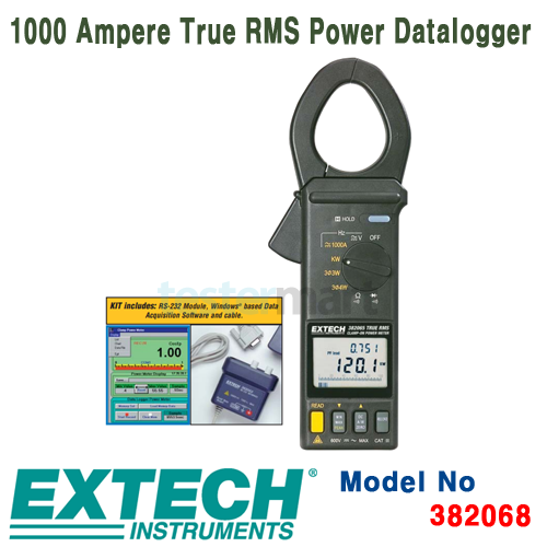 [장기재고] 382068, 파워클램프 데이터로거, 1000 Ampere True RMS Power Datalogger with RS232 Computer Interface