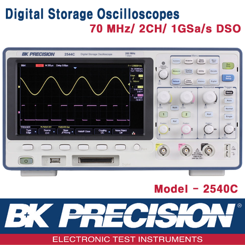 B&K PRECISION 2540C, 70MHz/2CH, Digital Storage Oscilloscope,  Arbitrary Waveform Generator, 디지털 오실로스코프, 함수발생기, B&K 2540C