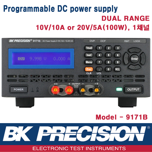 B&K PRECISION 9171B, 10V/10A, 20V/5A(100W), 1CH, Programmable DC Power Supply, 프로그레머블 DC 전원공급기, B&K 9171B
