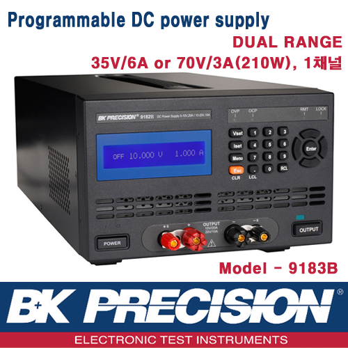 B&K PRECISION 9183B, 35V/6A, 70V/3A(210W), 1CH, Programmable DC Power Supply, 프로그레머블 DC 전원공급기, B&K 9183B