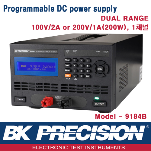 B&K PRECISION 9184B, 100V/2A, 200V/1A(200W), 1CH, Programmable DC Power Supply, 프로그레머블 DC 전원공급기, B&K 9184B