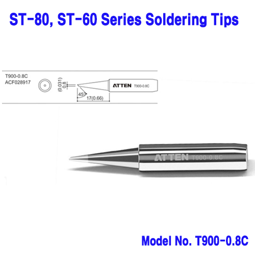 [ATTEN T900-0.8C] 0.8mm 인두팁, ST-80/ST-60 전용