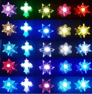 [재고 특가판매] RGB LED눈꽃 십자가 얼음꽃 풀칼라 유리 부착용 100개