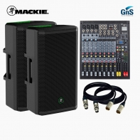 MACKIE 음향패키지 THRASH212 액티브 스피커 2EA + GNS GMX-12.2 아날로그 믹서 + 마이크 케이블 2EA