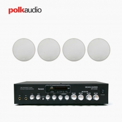 POLK AUDIO 매장 카페 상업용 V60 실링스피커 4개+SR-430D 4채널 앰프 음향패키지