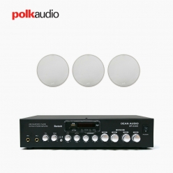 POLK AUDIO 매장 카페 상업용 V60 실링스피커 3개+SR-430D 4채널 앰프 음향패키지