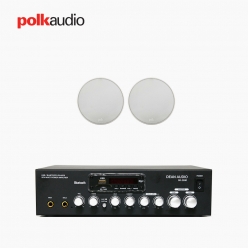 POLK AUDIO 매장 카페 상업용 V60 실링스피커 2개+SR-250D 2채널 앰프 음향패키지