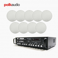 POLK AUDIO 매장 카페 상업용 V6S 실링스피커 9개+SR-650D 6채널 앰프 음향패키지