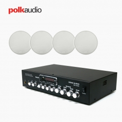 POLK AUDIO 매장 카페 상업용 V6S 실링스피커 4개+SR-430D 4채널 앰프 음향패키지