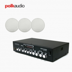 POLK AUDIO 매장 카페 상업용 V6S 실링스피커 3개+SR-430D 4채널 앰프 음향패키지