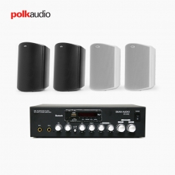 POLK AUDIO 매장 카페 상업용 ATRIUM4 아웃도어 라우드 스피커 4개+SR-250D 2채널 앰프 음향패키지