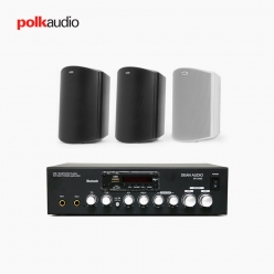 POLK AUDIO 매장 카페 상업용 ATRIUM4 아웃도어 라우드 스피커 3개+SR-250D 2채널 앰프 음향패키지