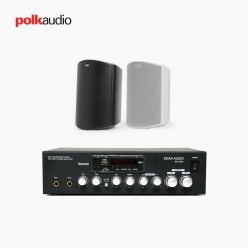 POLK AUDIO 매장 카페 상업용 ATRIUM4 아웃도어 라우드 스피커 2개+SR-250D 2채널 앰프 음향패키지