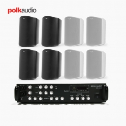 POLK AUDIO 매장 카페 상업용 ATRIUM4 아웃도어 라우드 스피커 8개+SR-450D 4채널 앰프 음향패키지
