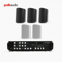 POLK AUDIO 매장 카페 상업용 ATRIUM4 아웃도어 라우드 스피커 5개+SR-450D 4채널 앰프 음향패키지