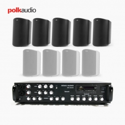POLK AUDIO 매장 카페 상업용 ATRIUM4 아웃도어 라우드 스피커 9개+SR-650D 6채널 앰프 음향패키지