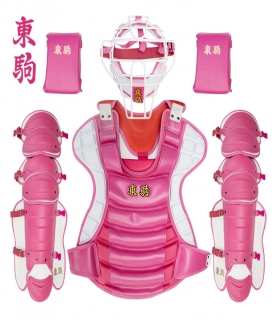도코마 도쿠마 포수장비 초경량 신형 캐처장비(니세이버,헬멧,가방포함)  핑크화이트(한정판)